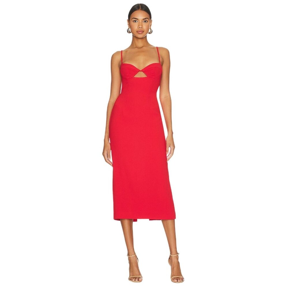 Bardot Vienna Midi Dress in Flame Orange 2 New Womens Cut out Cocktail